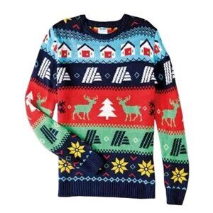 Aldi Gear Multicolored Holiday Ugly Christmas Acrylic Sweater Unisex Size Large